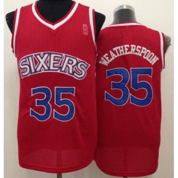 76ers #35 Clarence Weatherspoon Red Throwback Stitched NBA Jersey