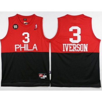 76ers #3 Allen Iverson Black/Red Throwback Stitched NBA Jersey 76ers #3 Allen Iverson Black/Red Throwback Stitched NBA Jersey
