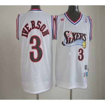 76ers #3 Allen Iverson White Throwback Stitched NBA Jersey 76ers #3 Allen Iverson White Throwback Stitched NBA Jersey