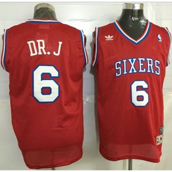 76ers #6 Julius Erving Red Throwback 