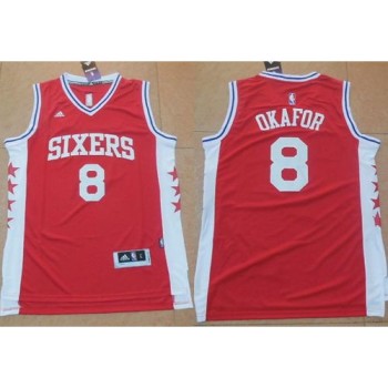 76ers #8 Jahlil Okafor Red Stitched NBA Jersey