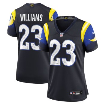 Women's Los Angeles Rams #23 Kyren Williams Black Rivalries Collection Game Jersey Women's Los Angeles Rams #23 Kyren Williams Black Rivalries Collection Game Jersey