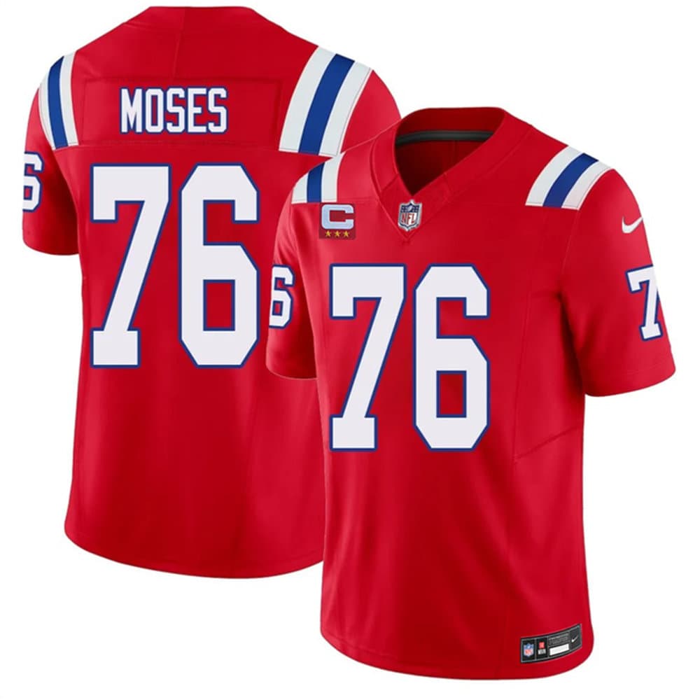 Men's New England Patriots #76 Morgan Moses Red 2026 3-Star C Pach Vapor F.U.S.E. Limited Jersey Men's New England Patriots #76 Morgan Moses Red 2026 3-Star C Pach Vapor F.U.S.E. Limited Jersey