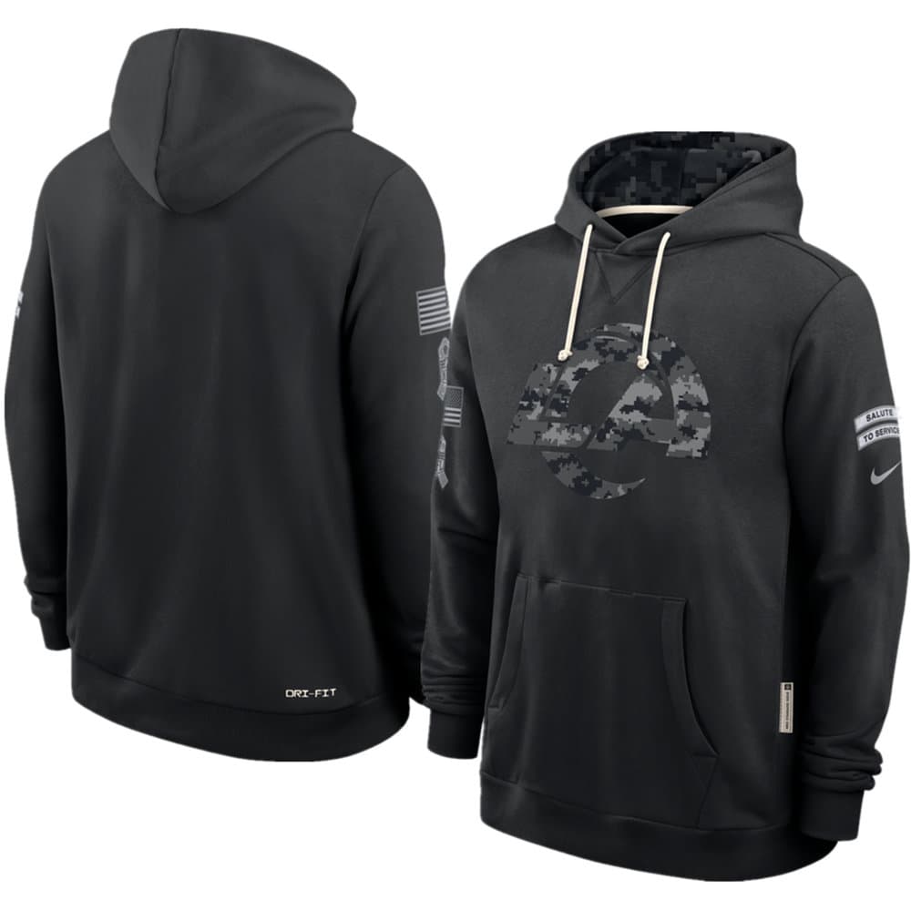 Men's Los Angeles Rams Nike Black 2026 Salute to Service Sideline Dri-FIT Pullover Hoodie