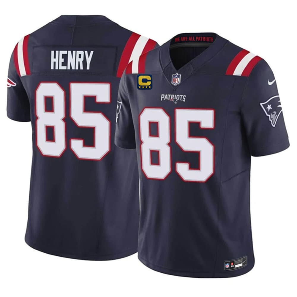 Men's New England Patriots #85 Hunter Henry Navy 2026 4-Star C Pach Vapor F.U.S.E. Limited Jersey Men's New England Patriots #85 Hunter Henry Navy 2026 4-Star C Pach Vapor F.U.S.E. Limited Jersey