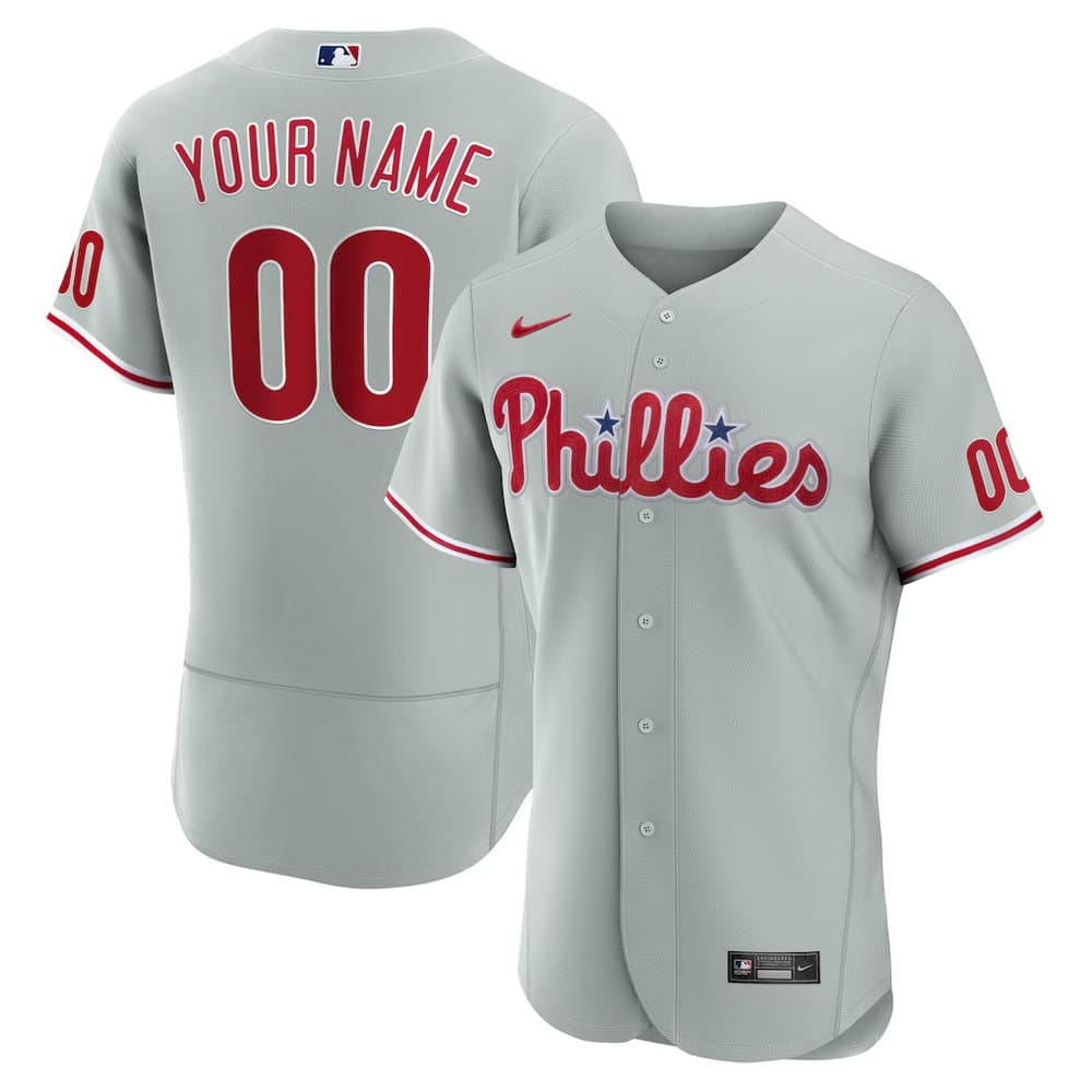 Youth Philadelphia Phillies Nike Gray Road Authentic Custom Jersey