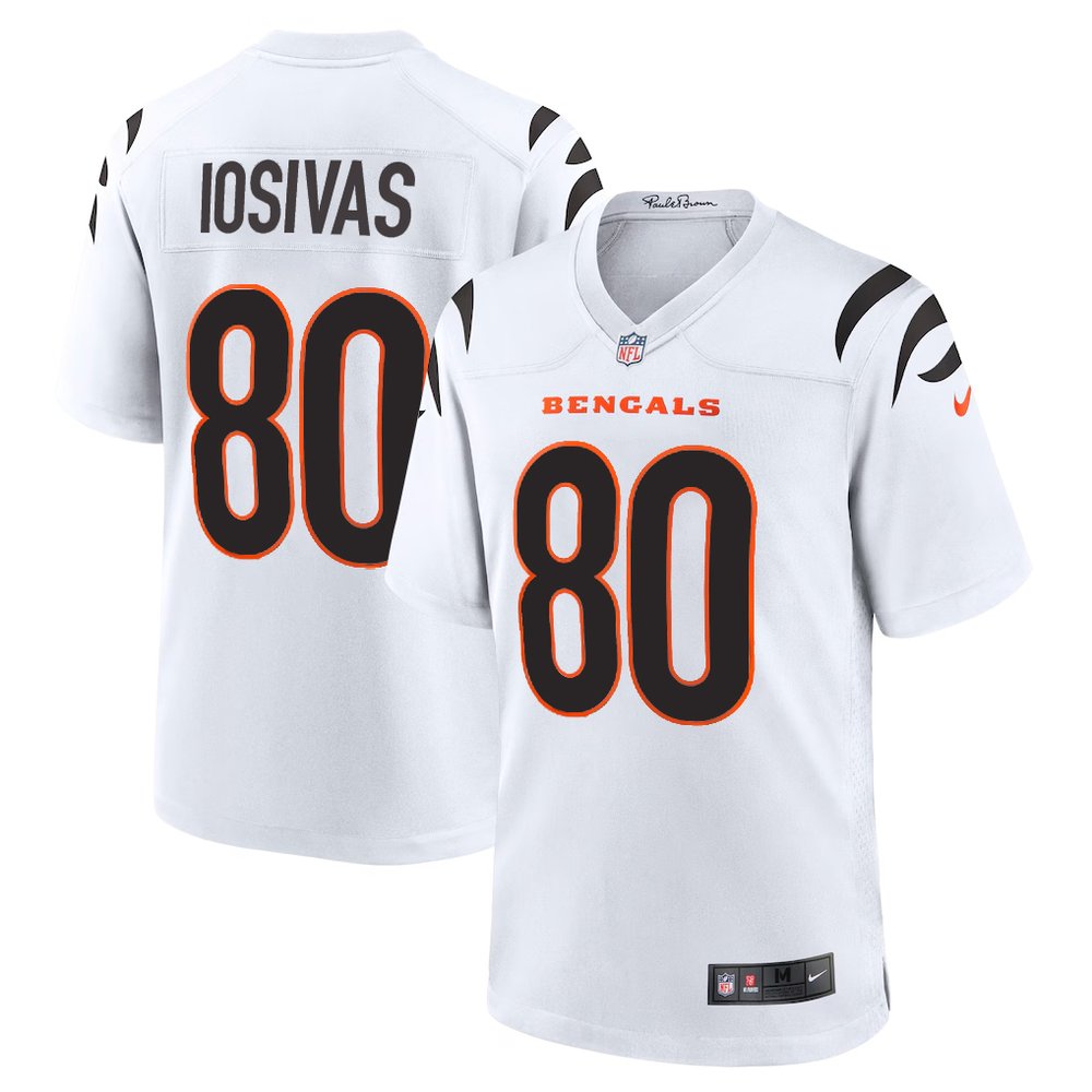Men's Cincinnati Bengals #80 Andrei Iosivas White Team Game Jersey Men's Cincinnati Bengals #80 Andrei Iosivas White Team Game Jersey