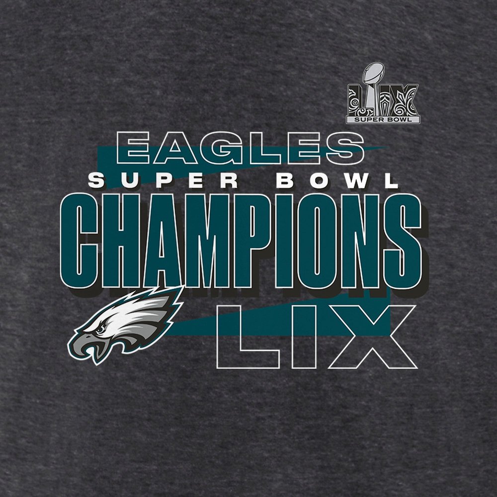 Men's Philadelphia Eagles Heather Charcoal Super Bowl LIX Champions Roster T-Shirt