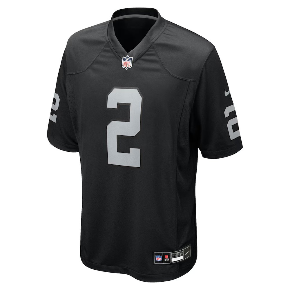 Men's Las Vegas Raiders #2 Ashton Jeanty Nike Black 2025 NFL Draft First Round Pick Game Jersey