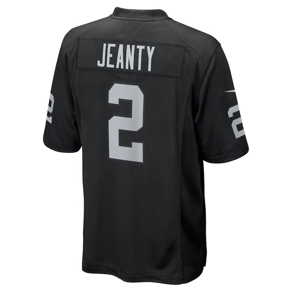 Men's Las Vegas Raiders #2 Ashton Jeanty Nike Black 2025 NFL Draft First Round Pick Game Jersey