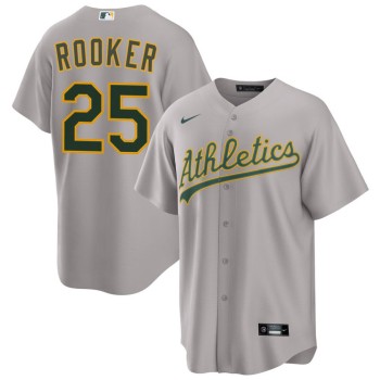 Men's Oakland Athletics #25 Brent Rooker Gray Home Limited Player Jersey
