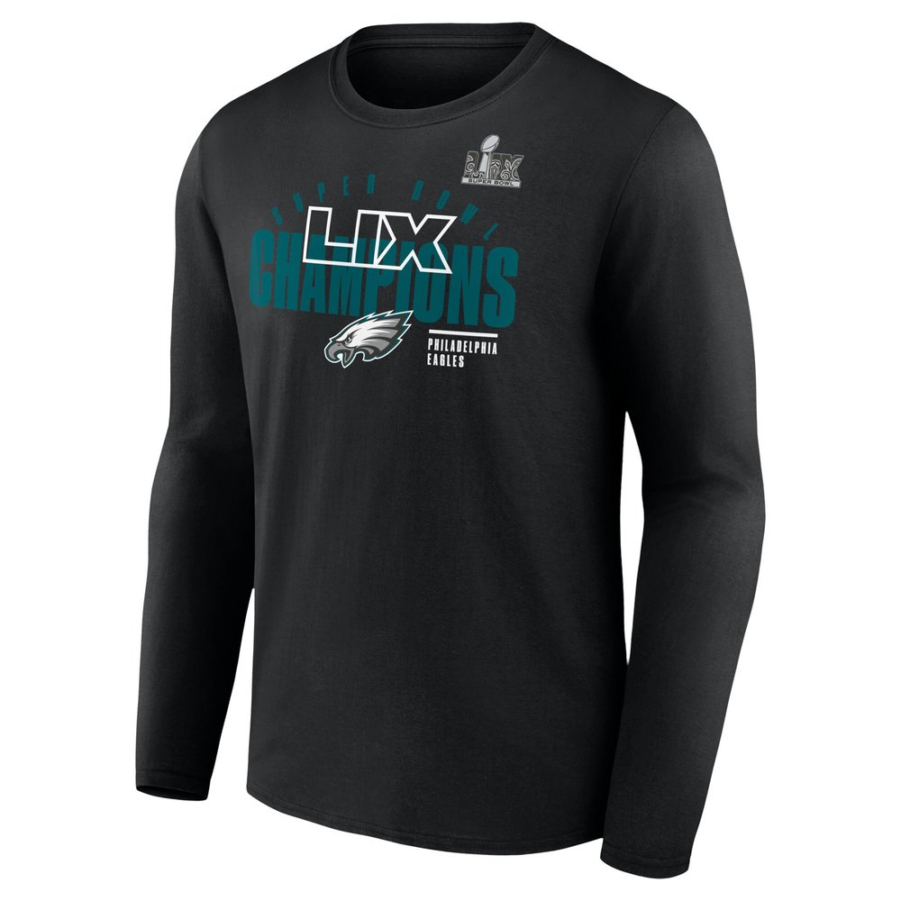 Men's Philadelphia Eagles Black Super Bowl LIX Champions Legacy Iconic Victory Long Sleeve T-Shirt
