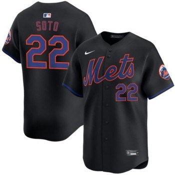 Men's New York Mets #22 Juan Soto Black Alternate 2025 MLB Limited Jersey