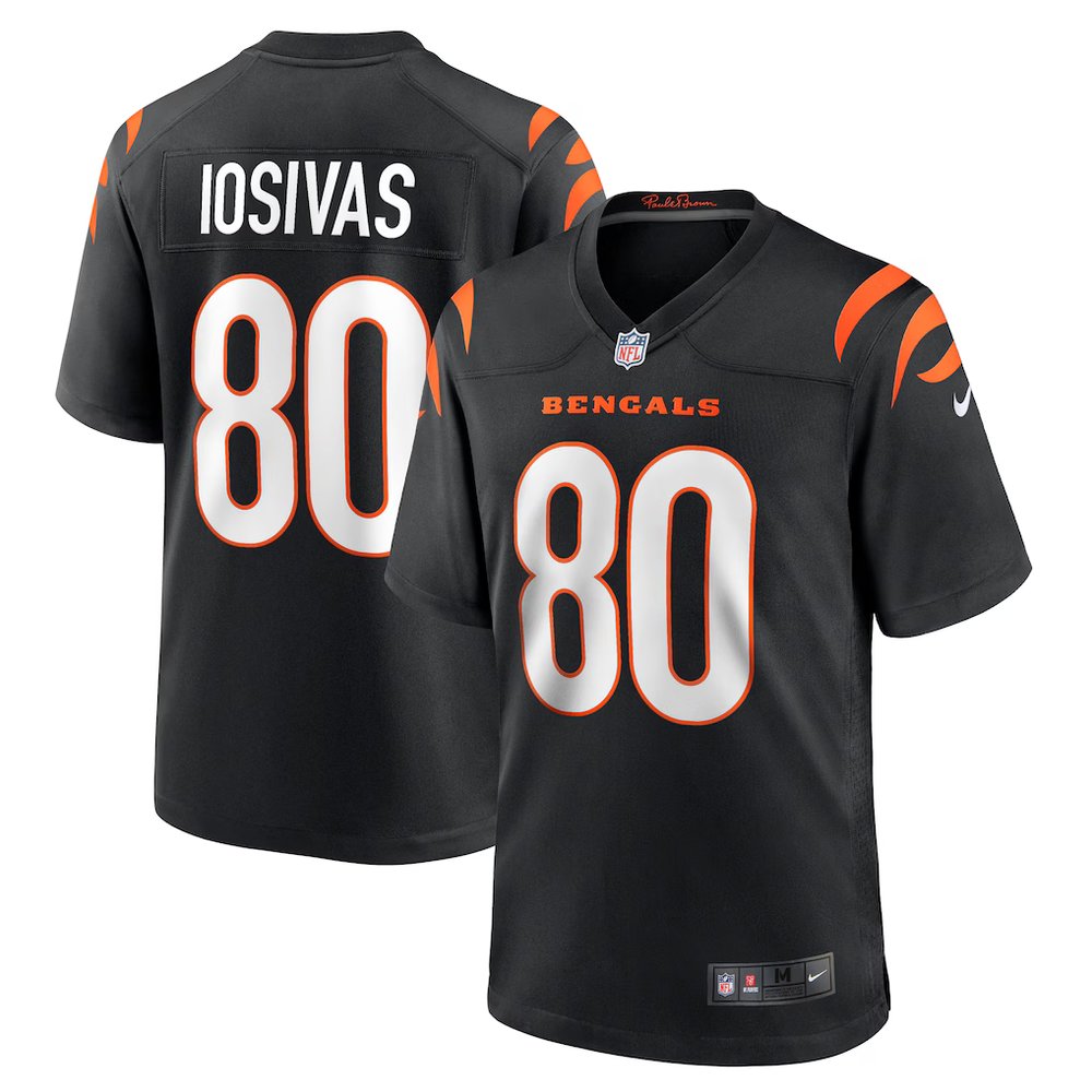 Men's Cincinnati Bengals #80 Andrei Iosivas Black Team Game Jersey Men's Cincinnati Bengals #80 Andrei Iosivas Black Team Game Jersey