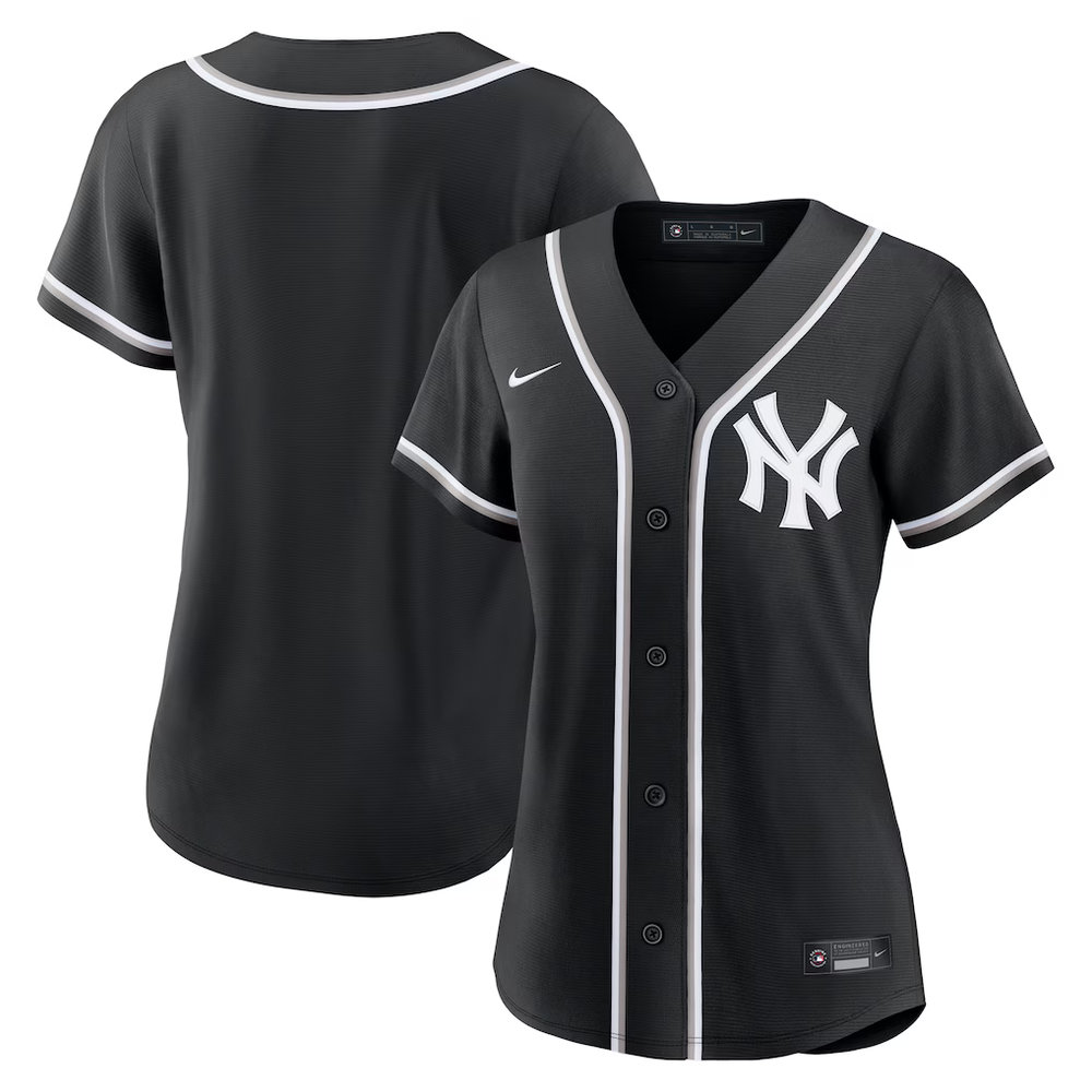 Women's New York Yankees Fashion Replica Black Out Jersey