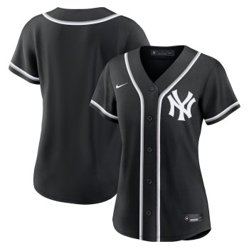 Women's New York Yankees Fashion Replica Black Out Jersey