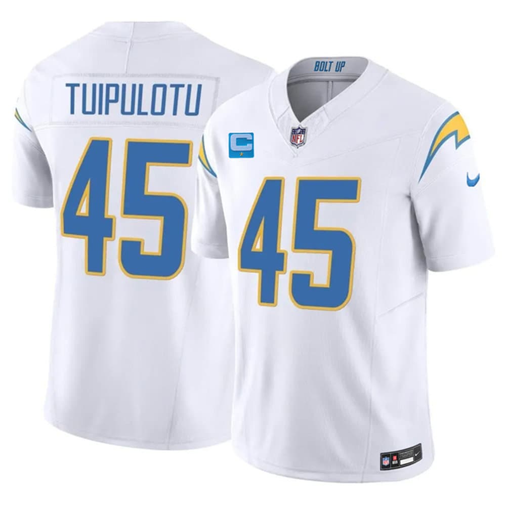 Men's Los Angeles Chargers #45 Tuli Tuipulotu White 2026 1-Star C Patch Vapor F.U.S.E. Limited Jersey