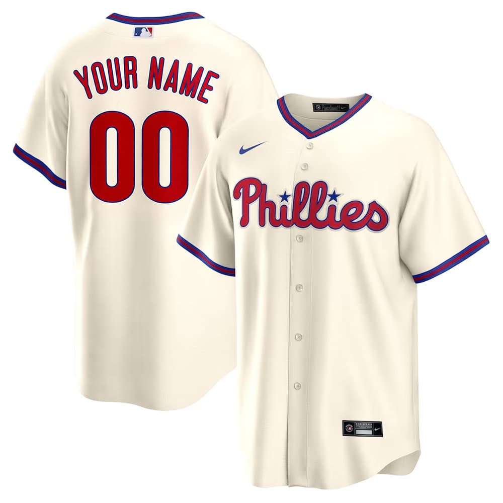 Youth Philadelphia Phillies Cream Cool Base Stitched Custom Jersey