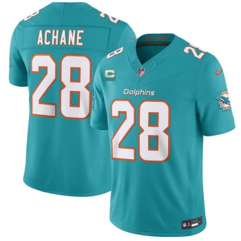 Men's Miami Dolphins #28 De'Von Achane Aqua 2026 1-Star C Patch Vapor F.U.S.E. Limited Jersey Men's Miami Dolphins #28 De'Von Achane Aqua 2026 1-Star C Patch Vapor F.U.S.E. Limited Jersey