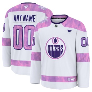 Youth Edmonton Oilers White 2024 Hockey Fights Cancer Custom Practice Jersey Youth Edmonton Oilers White 2024 Hockey Fights Cancer Custom Practice Jersey