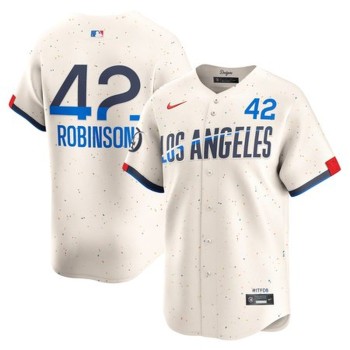 Men's Los Angeles Dodgers #42 Jackie Robinson Cream 2024 City Connect Limited Player Jersey