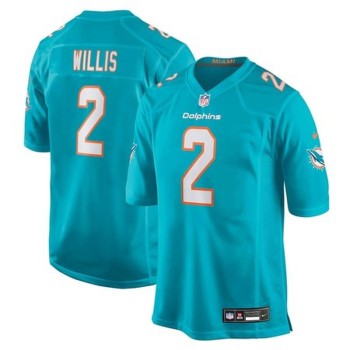 Men's Miami Dolphins #2 Malik Willis Aqua Game Jersey