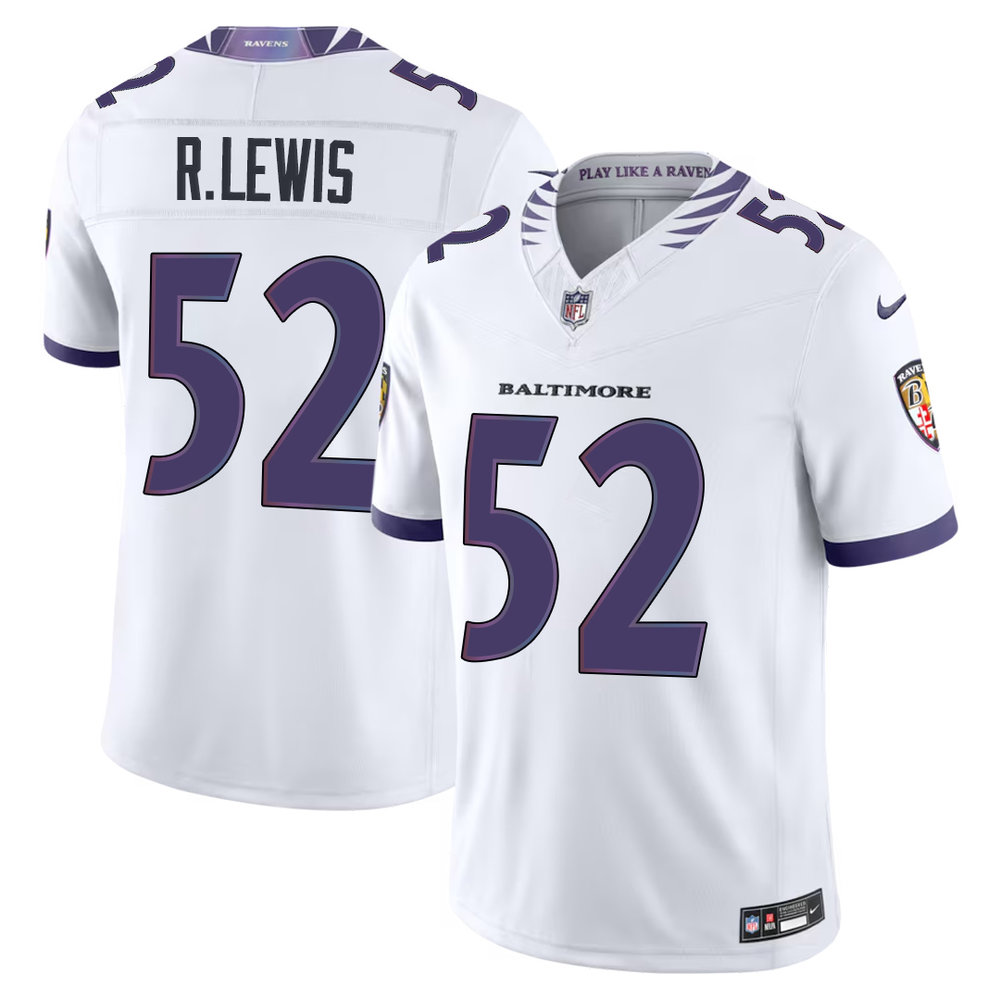 Men's Baltimore Ravens #52 Ray Lewis Nike White Vapor F.U.S.E. Sewn Down Limited Jersey