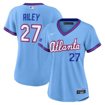 Women's Atlanta Braves #27 Austin Riley Nike Powder Blue 2026 City Connect Stadium Jersey
