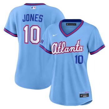 Women's Atlanta Braves #10 Chipper Jones Nike Powder Blue 2026 City Connect Stadium Jersey
