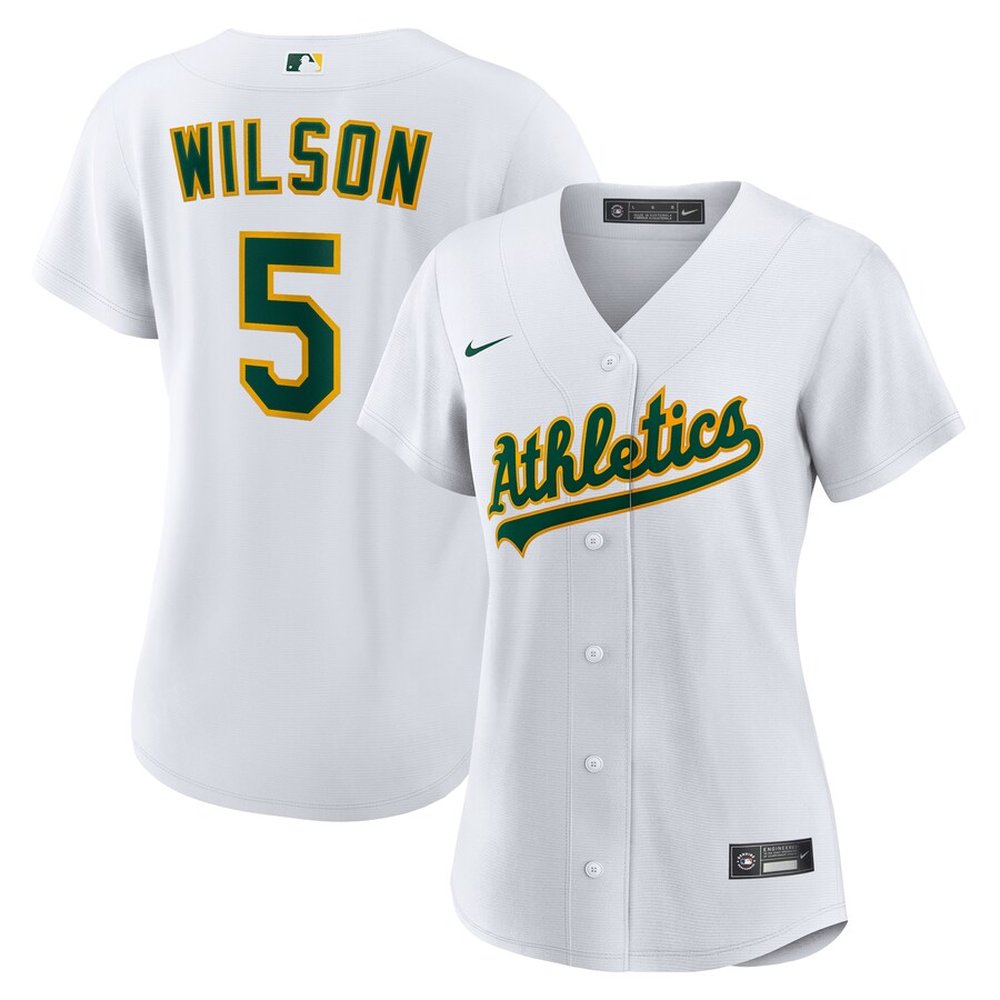 Women's Oakland Athletics #5 Jacob Wilson White Home Replica Jersey