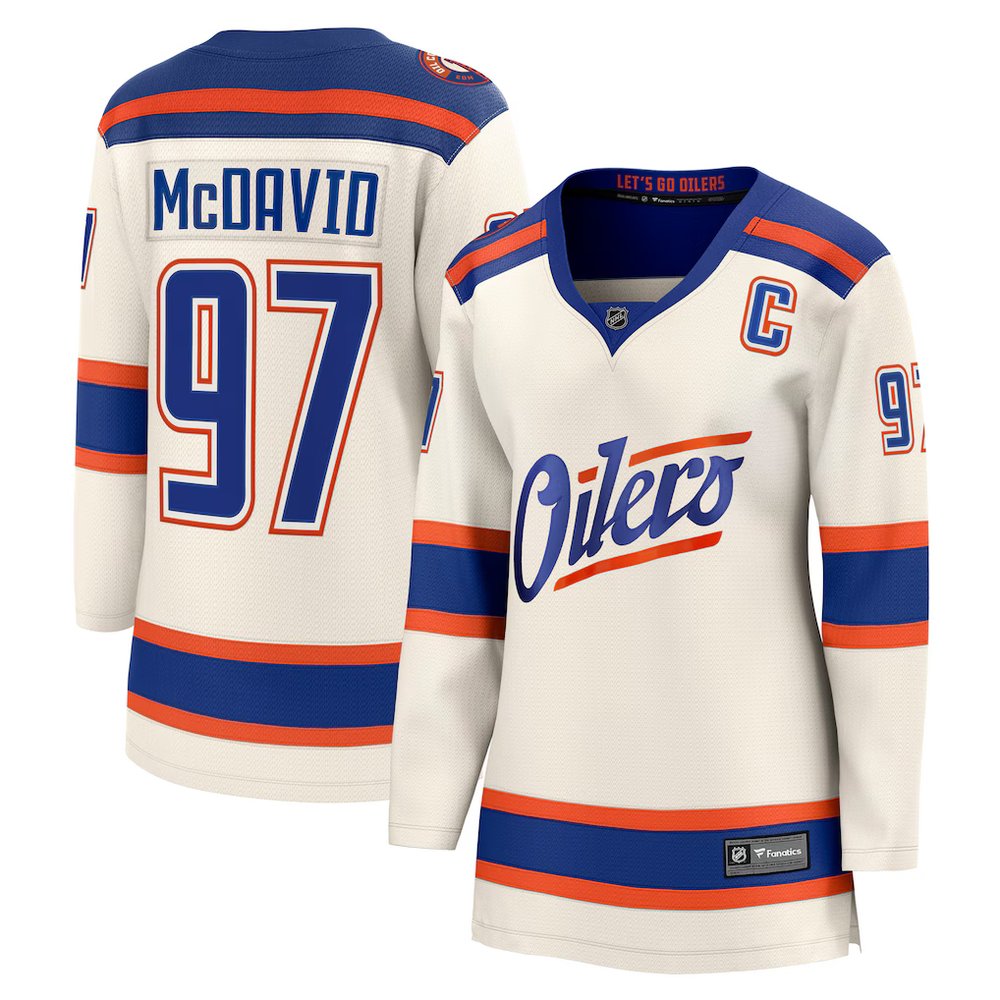 Women's Edmonton Oilers #97 Connor McDavid Light Beige Alternate Jersey