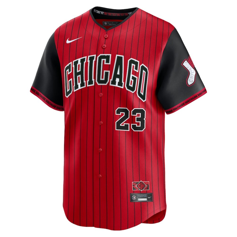 Men's Chicago White Sox #23 Andrew Benintendi Nike Red/Black 2025 City Connect Limited Player Jersey
