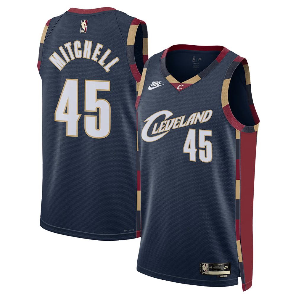 Men's Cleveland Cavaliers #45 Donovan Mitchell Black 2025/26 Hardwood Classics Jersey Men's Cleveland Cavaliers #45 Donovan Mitchell Black 2025/26 Hardwood Classics Jersey