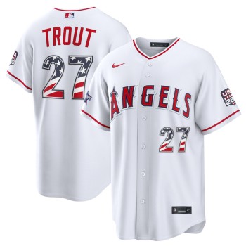 Men's Los Angeles Angels #27 Mike Trout Nike White 2026 All-Star Edition Stars & Stripes Stadium Jersey