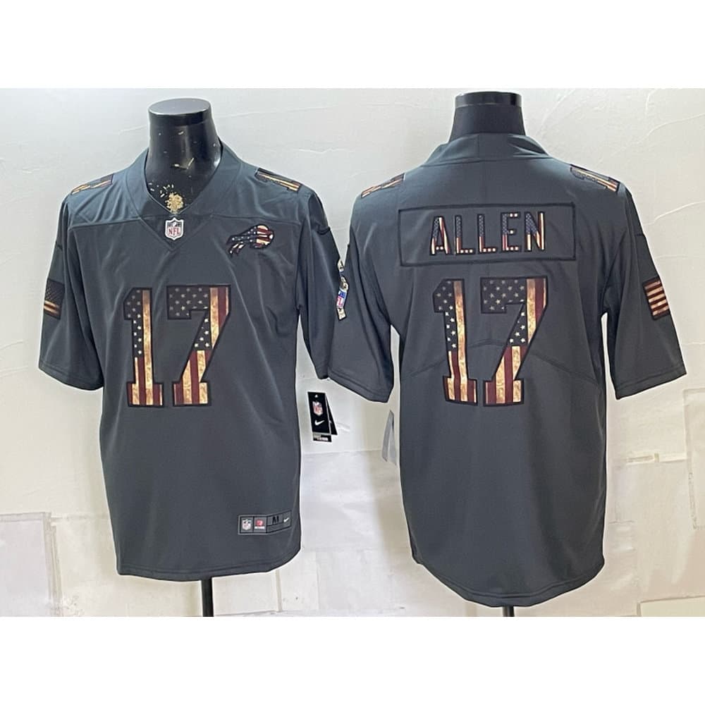 Youth Buffalo Bills #17 Josh Allen Grey USA Flag Vapor Limited Jersey