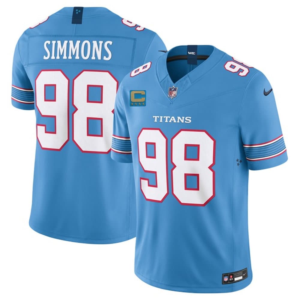 Youth Tennessee Titans #98 Jeffery Simmons Light Blue 2026 With 4-Star C Patch Vapor F.U.S.E. Limited Jersey