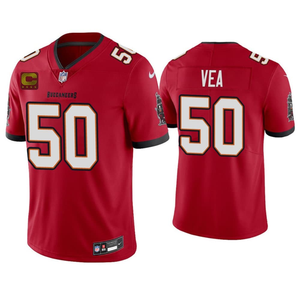 Men's Tampa Bay Buccaneers #50 Vita Vea Red 2026 With 4-Star C Patch Vapor Limited Jersey