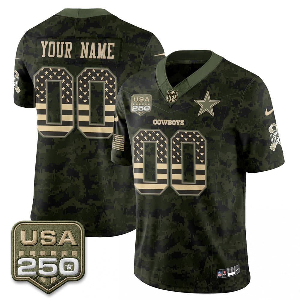 Men's Dallas Cowboys Camo 2026 Salute to Service Vapor F.U.S.E. Limited Custom Jersey