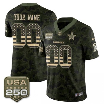 Men's Dallas Cowboys Camo 2026 Salute to Service Vapor F.U.S.E. Limited Custom Jersey