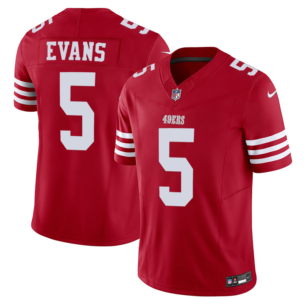 Men's San Francisco 49ers #5 Mike Evans Red 2026 F.U.S.E. Vapor Untouchable Limited Stitched Football Jersey Men's San Francisco 49ers #5 Mike Evans Red 2026 F.U.S.E. Vapor Untouchable Limited Stitched Football Jersey
