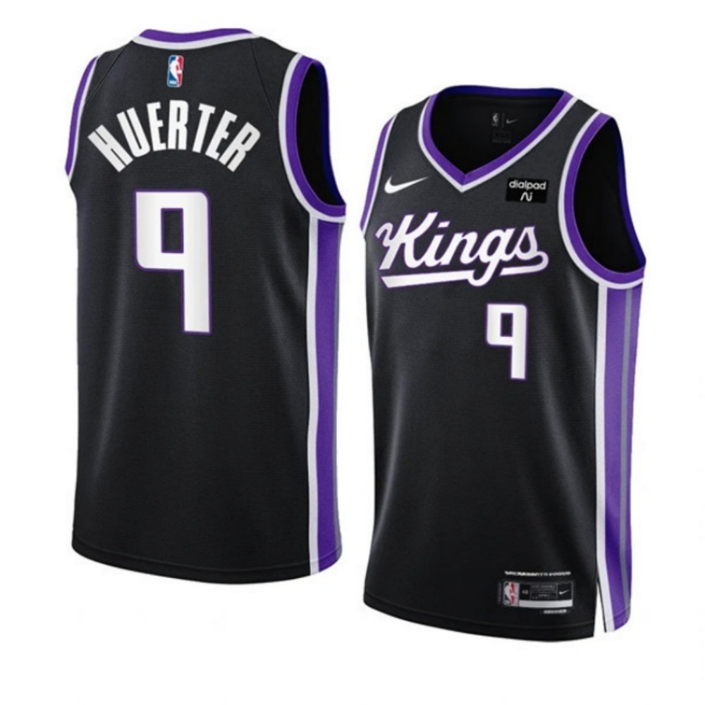 Men's Sacramento Kings #9 Kevin Huerter Black 2023/24 Icon Edition Swingman Stitched Basketball Jersey Men's Sacramento Kings #9 Kevin Huerter Black 2023/24 Icon Edition Swingman Stitched Basketball Jersey