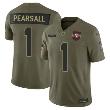Youth's San Francisco 49ers #1 Ricky Pearsall Nike Olive 2025 Salute to Service Retired Limited Jersey Youth's San Francisco 49ers #1 Ricky Pearsall Nike Olive 2025 Salute to Service Retired Limited Jersey