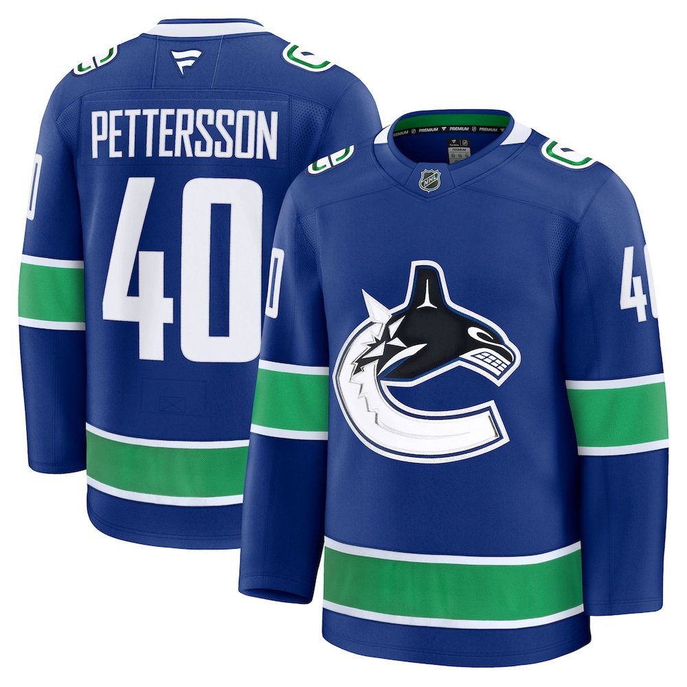 Men's Vancouver Canucks #40 Elias Pettersson Blue Home Premium Jersey Men's Vancouver Canucks #40 Elias Pettersson Blue Home Premium Jersey