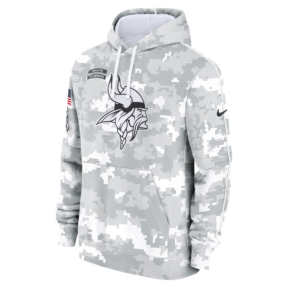 Youth Minnesota Vikings White/Gray 2024 Salute To Service Pullover Hoodie