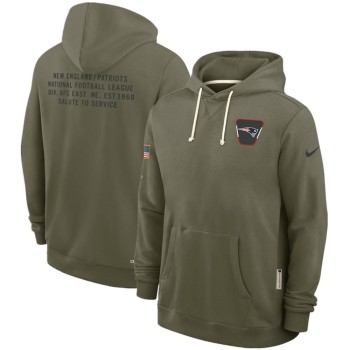 Men's New England Patriots Olive 2025 Salute to Service Pullover Hoodie Men's New England Patriots Olive 2025 Salute to Service Pullover Hoodie