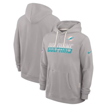 Men's Miami Dolphins Gray Sideline Standard Issue Top Prospect Dri-FIT Hoodie
