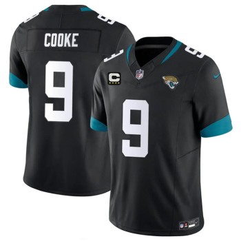 Men's Jacksonville Jaguars #9 Logan Cooke Black 2026 4-Star C Patch Vapor F.U.S.E. Limited Jersey