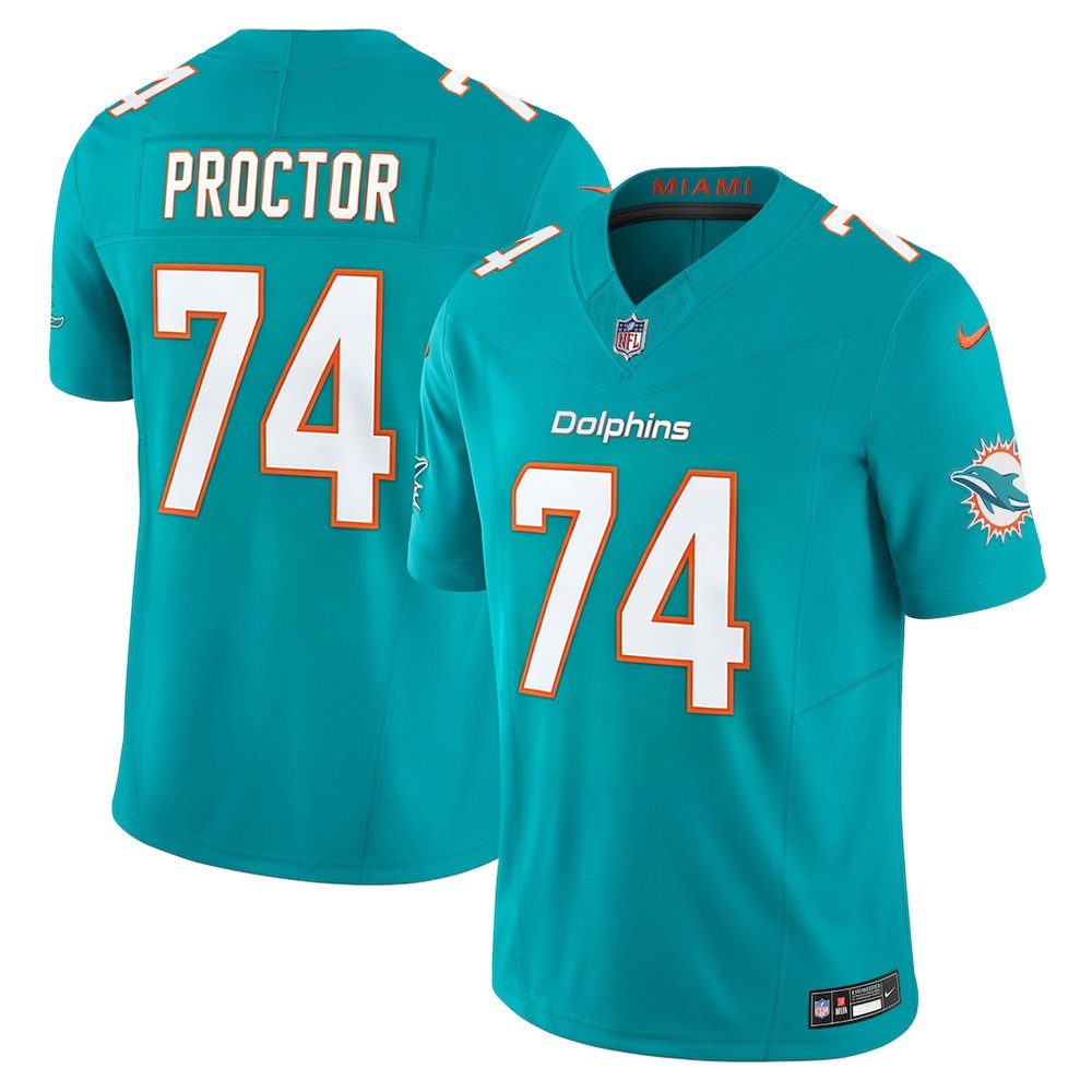 Men's Miami Dolphins #74 Kadyn Proctor Aqua 2026 NFL Draft Vapor F.U.S.E. Limited Jersey