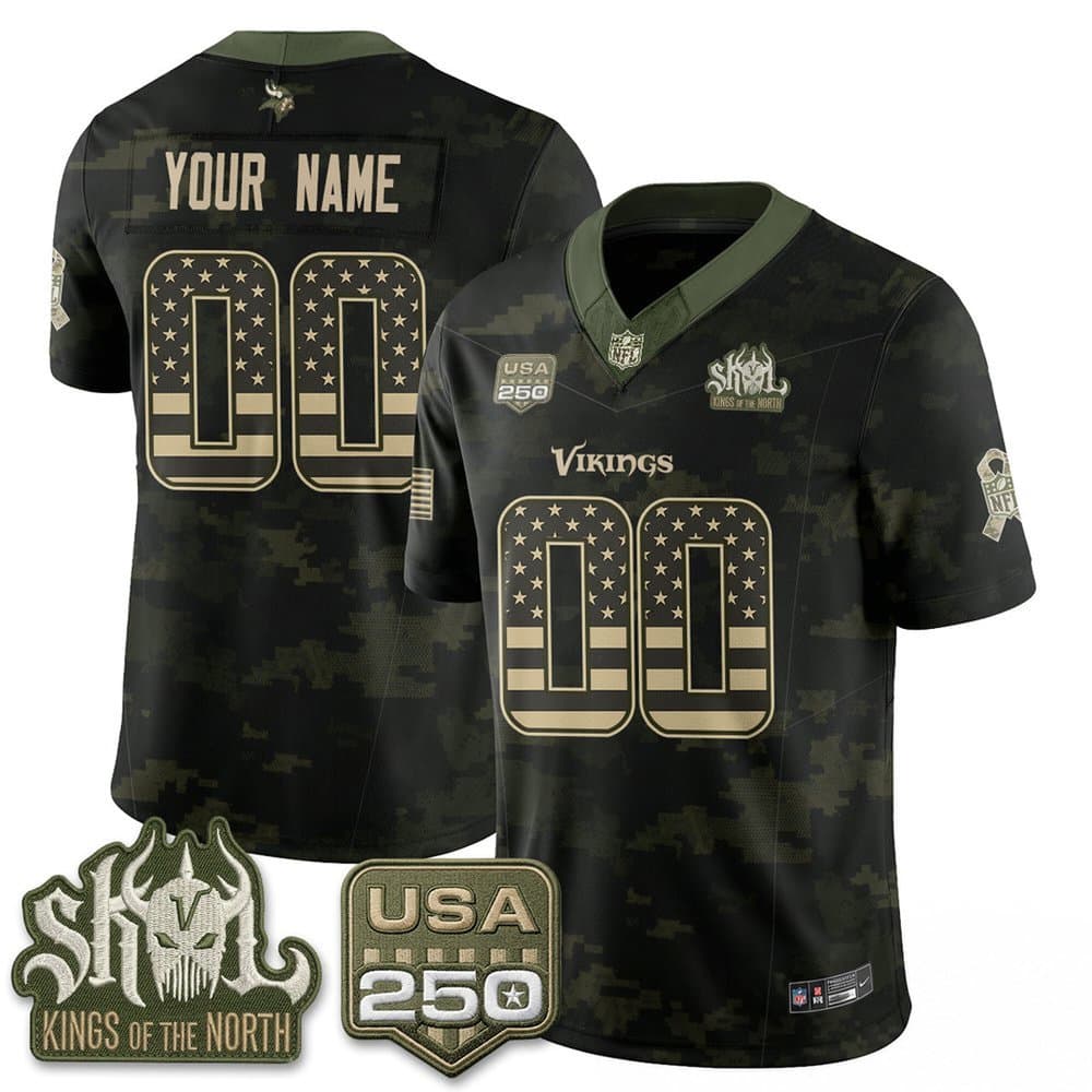 Men's Minnesota Vikings Camo 2026 Salute to Service Vapor F.U.S.E. Limited Custom Jersey Men's Minnesota Vikings Camo 2026 Salute to Service Vapor F.U.S.E. Limited Custom Jersey