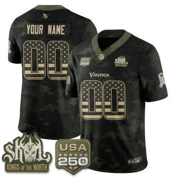 Men's Minnesota Vikings Camo 2026 Salute to Service Vapor F.U.S.E. Limited Custom Jersey